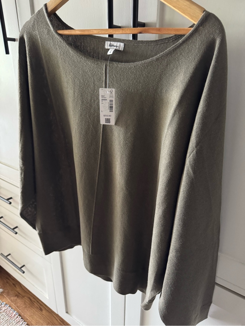Olive Green Women’s Sweater - Relaxed Boatneck